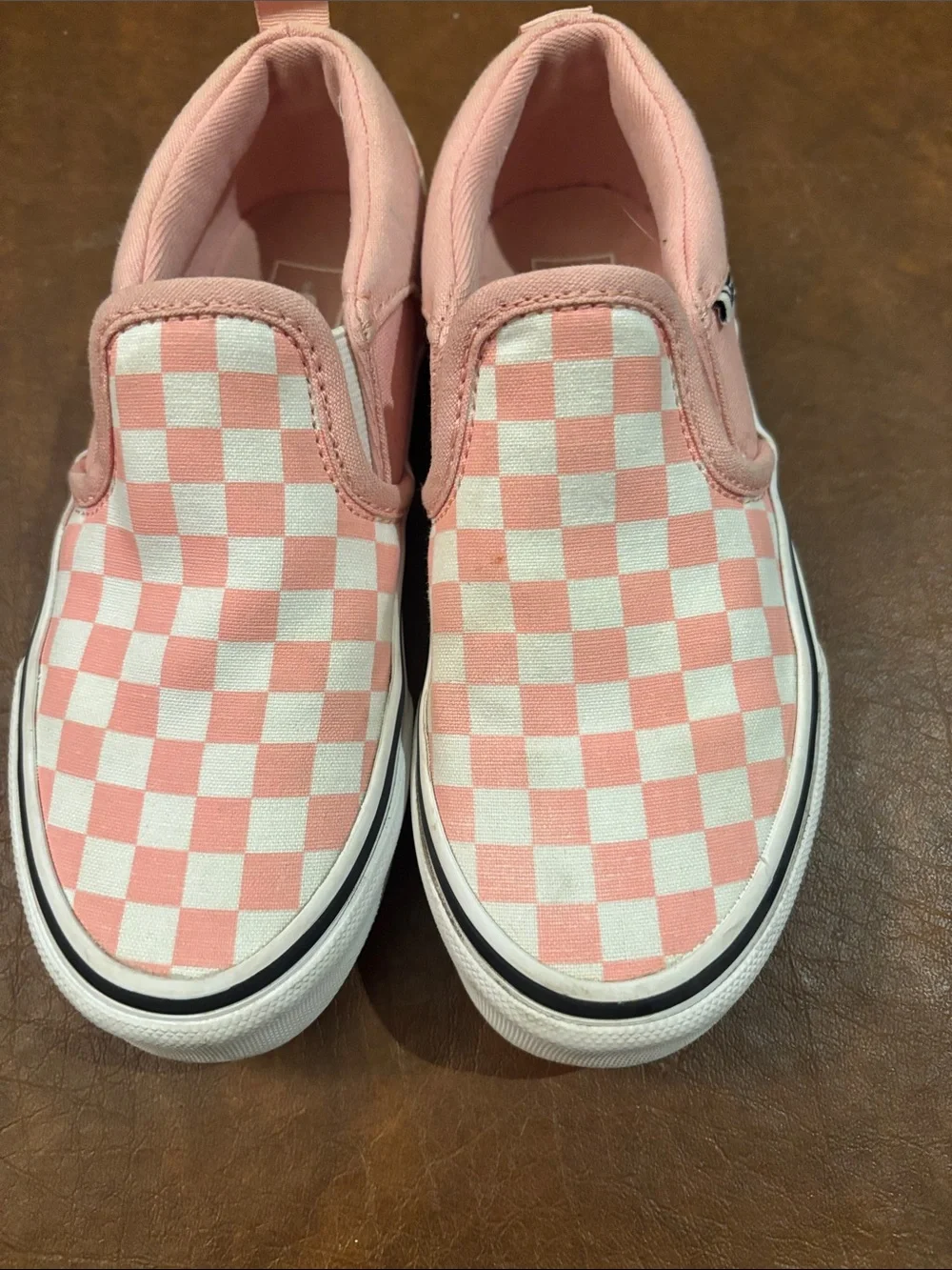 Vans Kids Pink and White Checkerboard Slip-On Sneakers